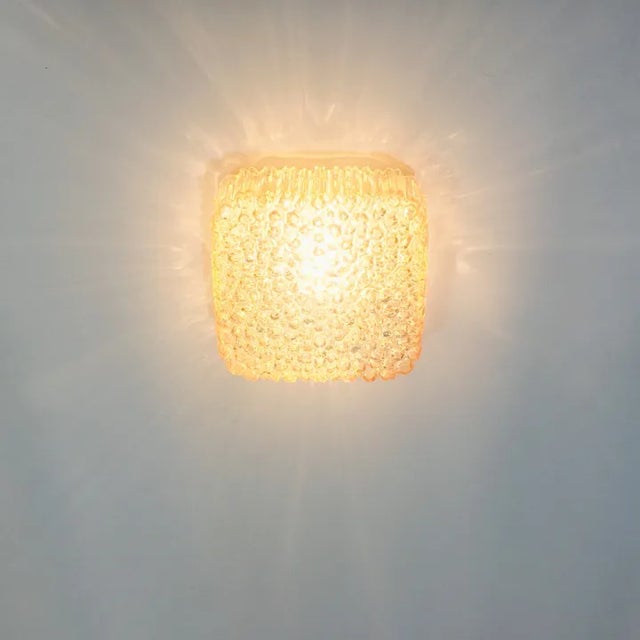 Metal Mid Century Amber Bubble Glass Flush Mount/Ceiling Light or Wall Light/Sconce by Helena Tynell for Limburg, Germany, 1970s For Sale - Image 7 of 11
