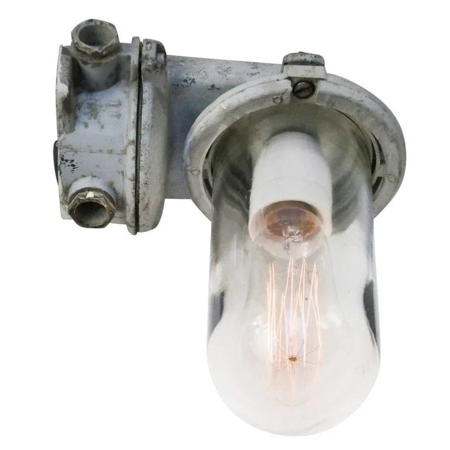 1950s Vintage Industrial Rotterdam Gray Clear Glass Wall Lamps Scone For Sale - Image 5 of 6