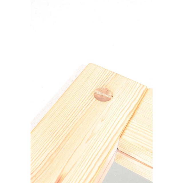 1970s Large Scandinavian Mirror in Solid Patinated Pine, 1970s For Sale - Image 5 of 7