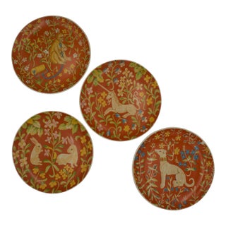 Mid 20th Century Set of 11 Flemish Tapestry Animal Decorative Plates by Seymour Mann, Medieval Revival For Sale