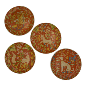 Mid 20th Century Set of 11 Flemish Tapestry Animal Decorative Plates by Seymour Mann, Medieval Revival
