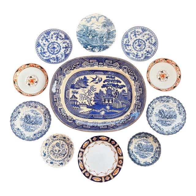 Blue Willow Decorative Plate Collection - 11 Plates For Sale