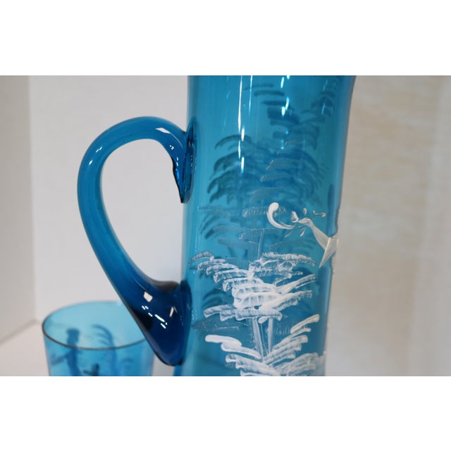 Blue Early 20th Century Mary Gregory Style Victorian Blue Lemonade Serving Set- 3 Pieces For Sale - Image 8 of 8