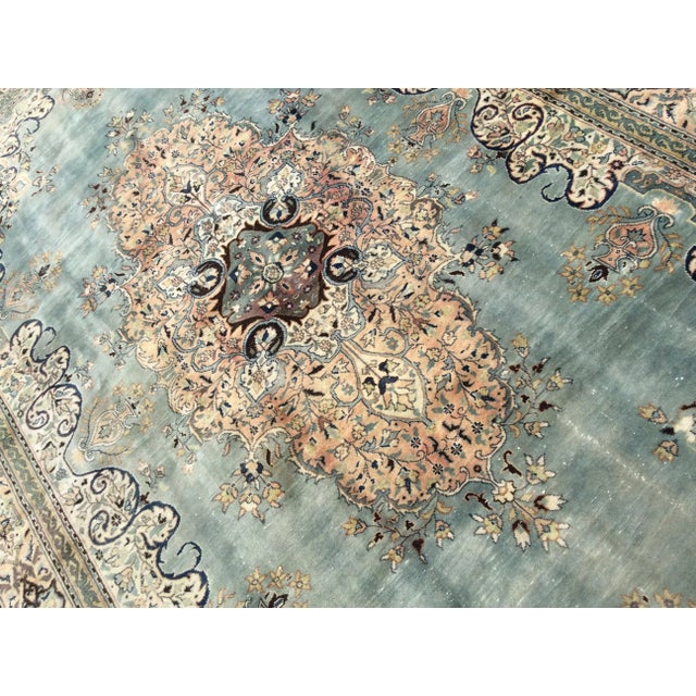 Baby Blue Handmade Vintage Oushak Rug - 130" X 79" For Sale - Image 8 of 12