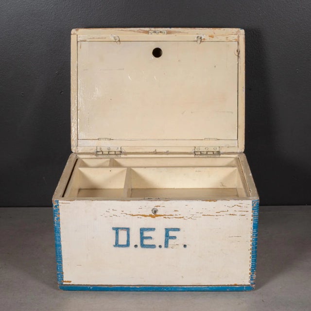 Mid 20th Century Handmade Monogrammed Wooden Toolbox With Inner Tray C.1940 For Sale - Image 5 of 12