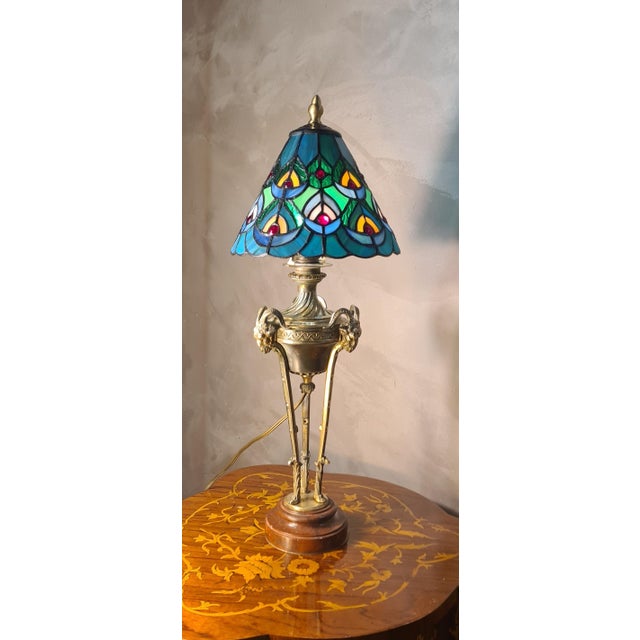 Mid 19th Century Antique Bronze Lamp with Goats Head, 1850 For Sale - Image 5 of 8