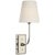 Thomas O'Brien for Visual Comfort Signature Hulton 17" Cordless Single Sconce in Polished Nickel with Linen Shade For Sale