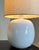 12" wide and 30" tall as shown. 18" to light switch and 27" to finial. Outstanding pair of large spherical Mid-Century...