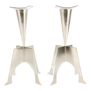 Pair of Kurt Matzdorf Modernist Handwrought Sterling Silver Candlesticks