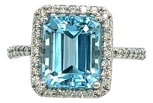 Natural Topaz Diamond Ring 6.5 14k W Gold 5.1 TCW Certified