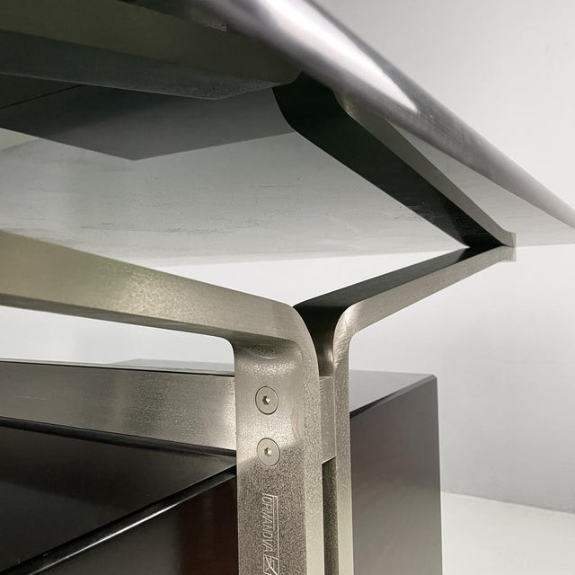 Italian Modern Black Wood, Steel and Smoked Glass Desk from Formanova, 1970s For Sale - Image 16 of 18