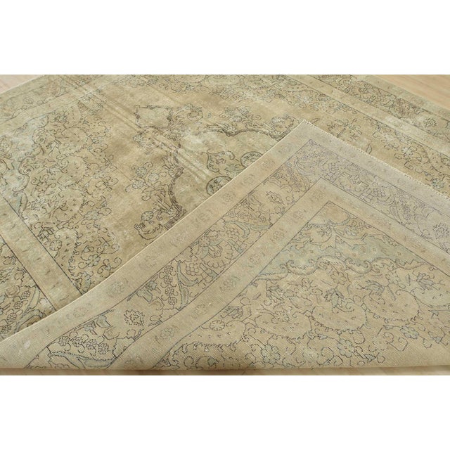 Tabriz Rug 9’8” X 12’7” Beige Wool Vintage Distressed Hand-Knotted Carpet For Sale - Image 14 of 15