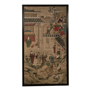 Large Chinese Painted Paper Panel, Circa 1900