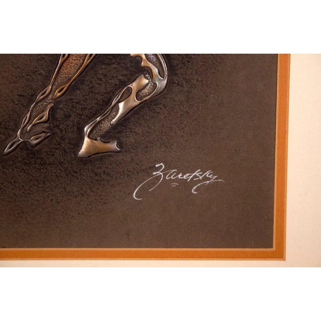 Joel Zaretsky Signed Contemporary Modernist Figurative Mixed Media Metallic Art For Sale In Detroit - Image 6 of 7