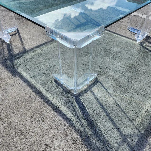 Glass MCM Lucite Cocktail Table 1970s For Sale - Image 7 of 9