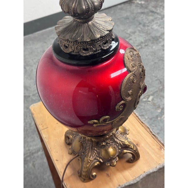 Antique Hollywood Regency Metal Table Lamp For Sale - Image 11 of 15