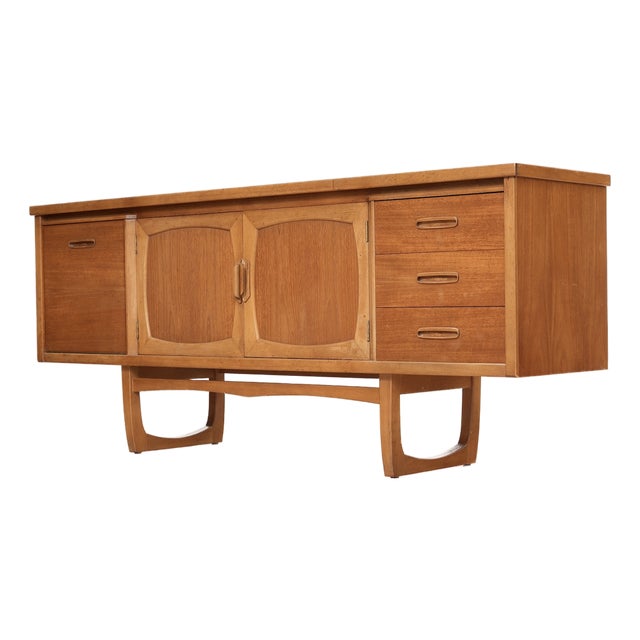 Mid Century Jentique Teak Credenza With Arched Cabinet Doors For Sale