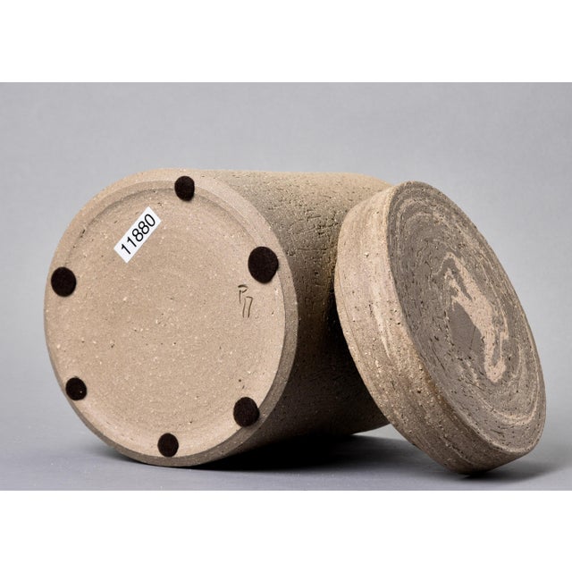 Ceramic Cylindrical Stoneware Jar With Lid by Ceramica Rosa Maria For Sale - Image 7 of 10