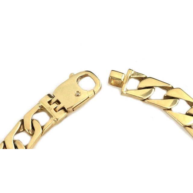 Mid 20th Century Mid 20th Century 14k Yellow Gold Wide Open Flat Curb Chain Link Bracelet 8.5" Long For Sale - Image 5 of 6