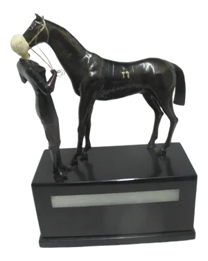 Signed Ferdinand Preiss Art Deco Bronze "Woman & Horse" Statue