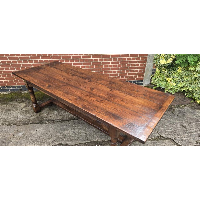 1920s Refrectory Kitchen Farmhouse Oak Dining Table, 1920 For Sale - Image 5 of 18