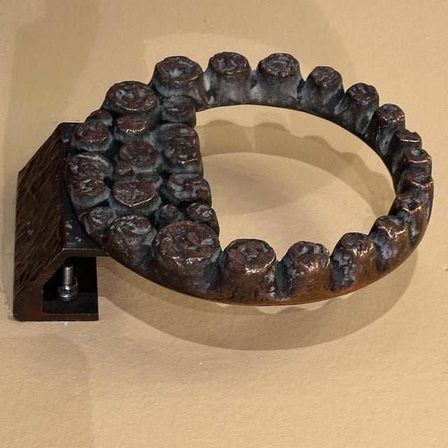 Metal Round Push and Pull Door Handle in Bronze with Relief Ring, 1970s For Sale - Image 7 of 9