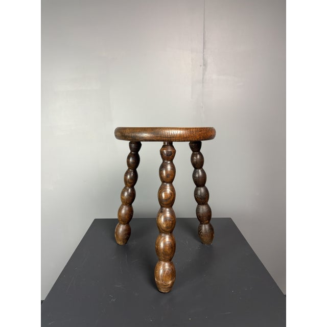 1950s Mid-Century Turned Wood Bobbin Stool in the style of Charles Dudouyt, France, 1950s For Sale - Image 5 of 15