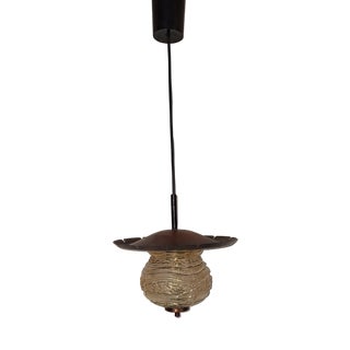 Vintage Rustic Pendant Lamp with Copper Frame from Fischer-Leuchten, 1970s For Sale