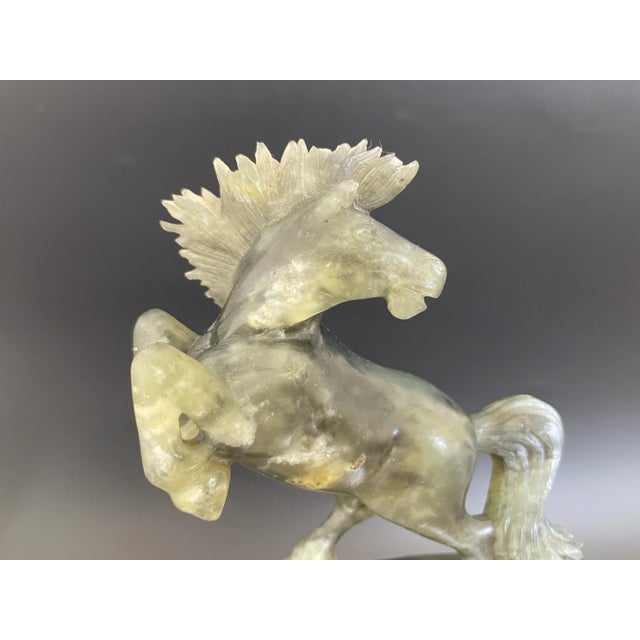 Vintage Chinese Fine Carving Soapstone Running Horse Statues - a Pair For Sale - Image 9 of 12