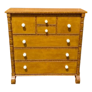 19th Century Grain Painted Antique Chest of Drawers in Desirable Mustard Surface