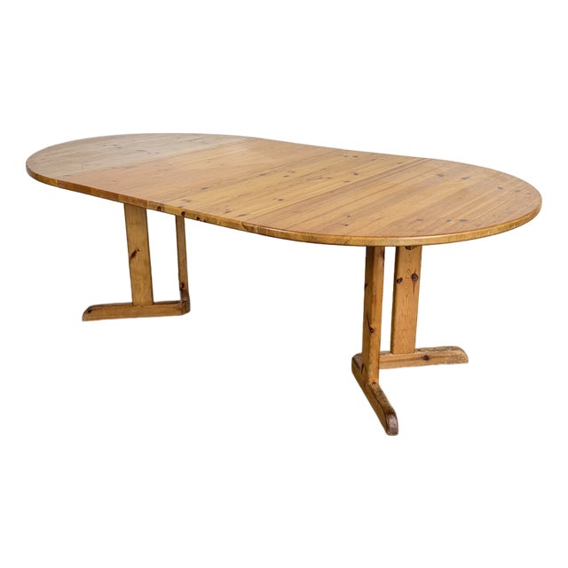 Vintage 1970's Solid Pine Scandinavian Dining Table For Sale