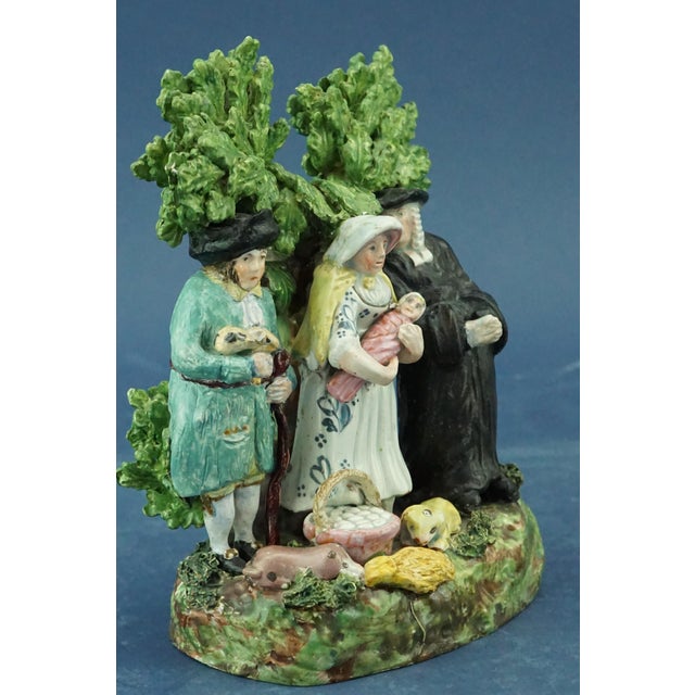 19th Century English Staffordshire Ceramic Sculpture of Peasant Family with Child attributable to John Dale, 1800s For Sale - Image 8 of 18