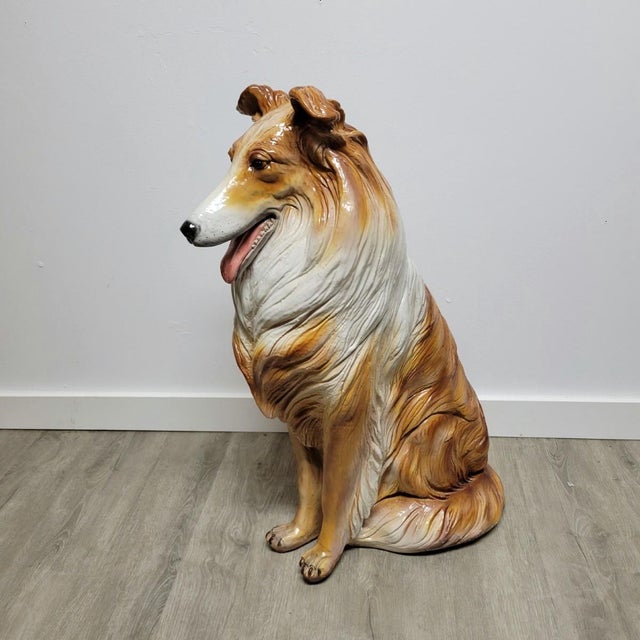 Life-Size Italian Ceramic Collie Dog Sculpture, Circa 1970s For Sale - Image 9 of 10
