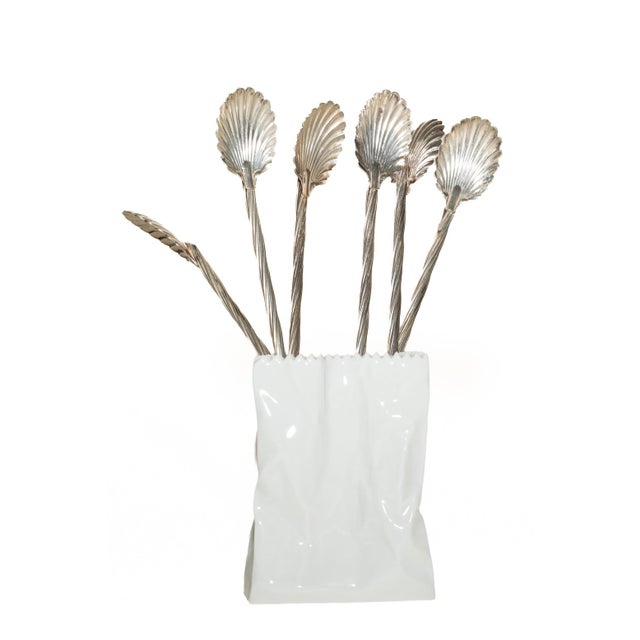 Vintage Sterling Silver Coastal Clam Shell Ice Tea Spoons, Set of 6, 1960's For Sale - Image 12 of 12