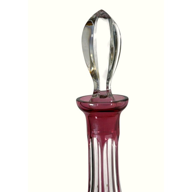 Ruby Red Late 20th Century Nachtmann Nierstein Cranberry Red Cut Crystal Decanter 7 Wine Goblets - 8 pcs For Sale - Image 8 of 9