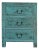 Distressed Teal Green Marks 3 Drawers End Table Nightstand Cabinet For Sale