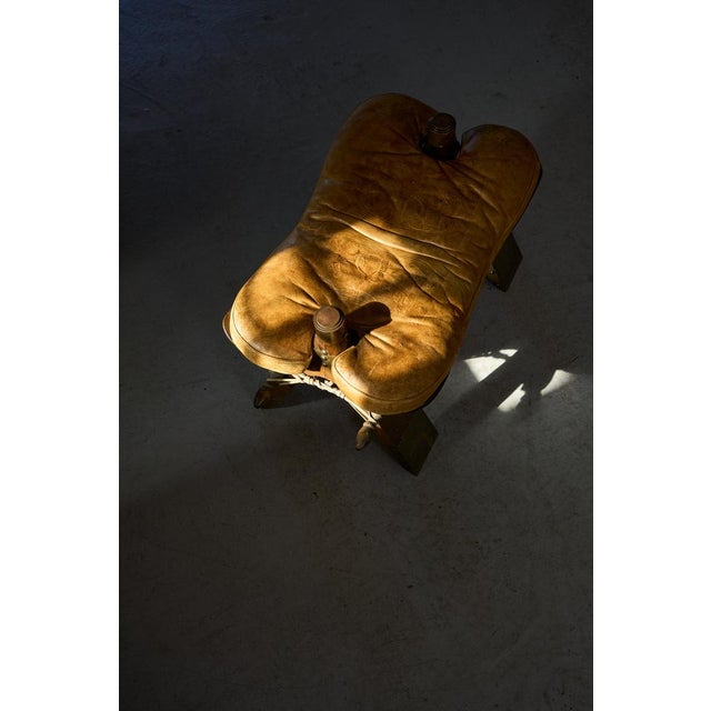 Vintage Pommel Horse Ottoman in Leather and Wood, 1960s For Sale - Image 10 of 13