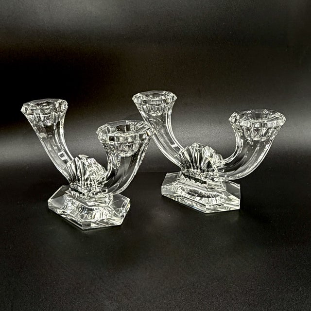 Imperial Crystal Twin-Arm Candelabra from Val Saint Lambert, Belgium, 1950s, Set of 2 For Sale - Image 7 of 18