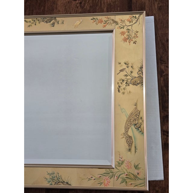 Chinoiserie Vintage La Barge Oriental, Artist-Signed Chinoiserie Églomisé Wall Mirror - 1987 Model 1045-B For Sale - Image 3 of 14