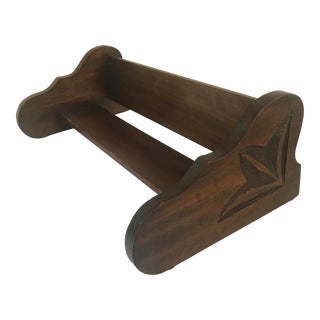 Vintage Wooden Carved End Book Rack For Sale