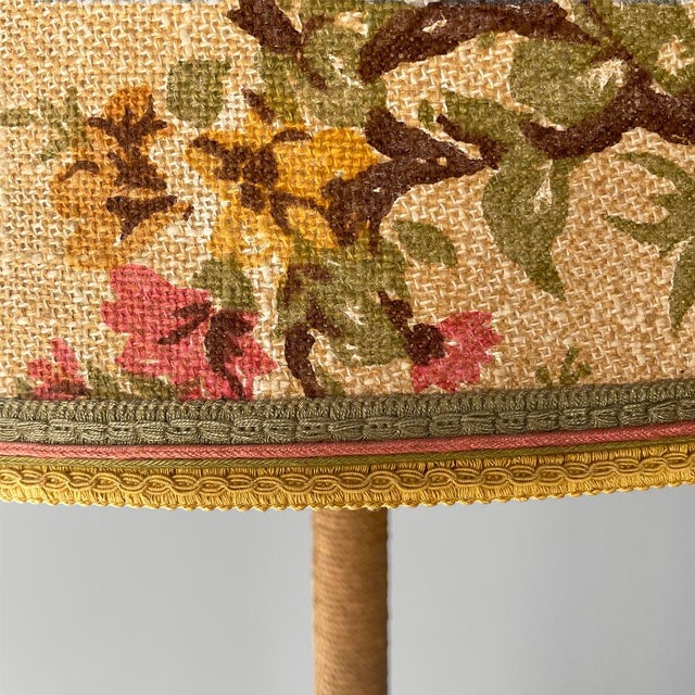 Textile Art Deco Italian Floor Lamp in Wood, Fabric and Rope, 1930s For Sale - Image 7 of 13