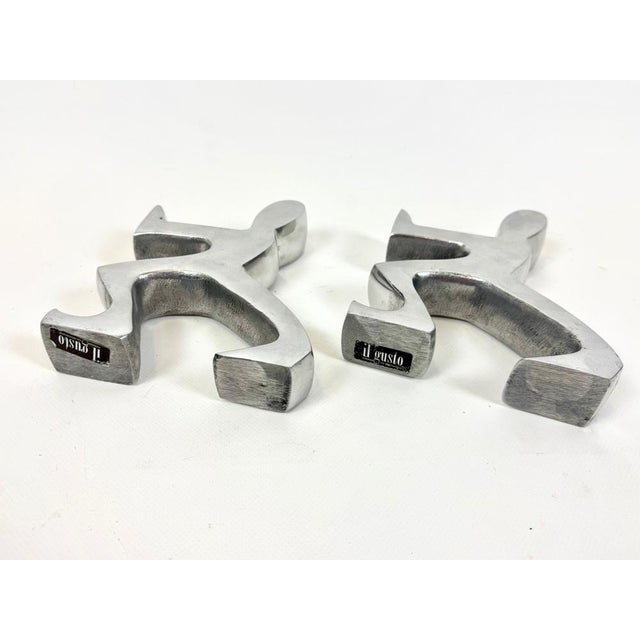 Vintage Aluminium Bookends from Il Gusto Brugskunst, 1990s, Set of 2 For Sale - Image 4 of 7