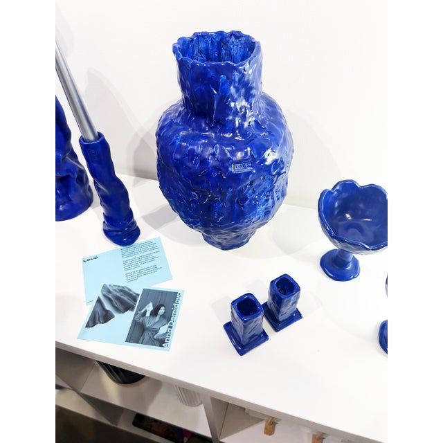 Ceramic Every Day Blue Collection Textured Vase 02 by Anna Demidova For Sale - Image 7 of 8