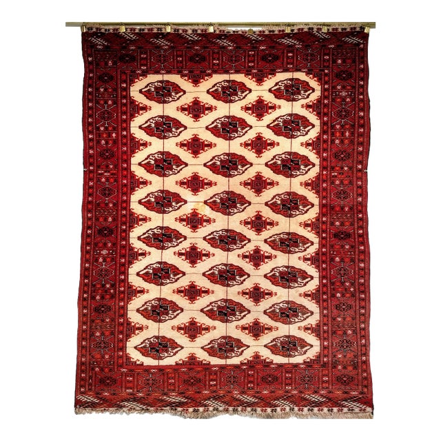 Vintage Turkmen Rug- 4' 3" X 5' 7" For Sale