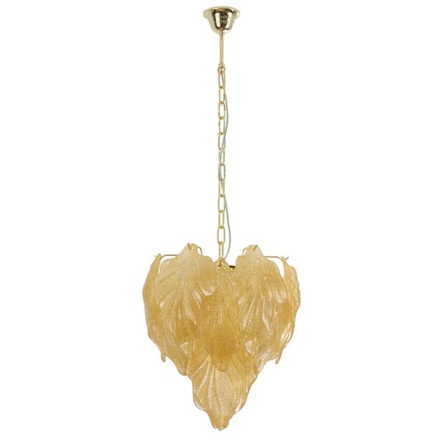 Suspension Chandelier with Murano Glass Leaves, Italy, 1990s For Sale - Image 12 of 12