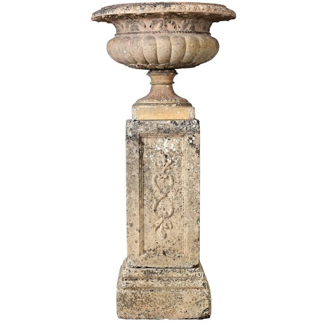 English 19th Century Carved Stone Pillar with Urn on Top For Sale - Image 12 of 12