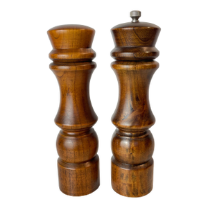 Mid 20th Century Goodwood Hardwood Salt & Pepper Shakers — Handcrafted Wood Tableware Set