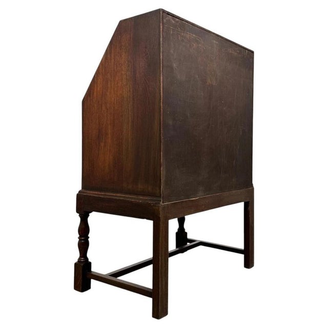 Antique Early 20th Century Edwardian Oak Bureau For Sale - Image 11 of 14