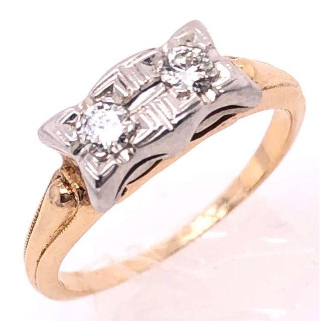 2010s 14 Karat Two-Tone Fashion Diamond Ring Engagement, Size 6 For Sale - Image 5 of 7