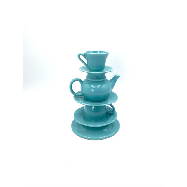 Blue Blue Stacked Teacup Vase, Italy, 1980s For Sale - Image 8 of 13